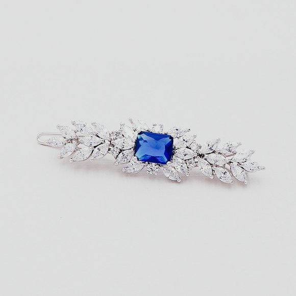 Accessories - Sapphire Blue Crystal Wedding Hair Clip Barrette